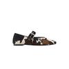 MD  Shoes New Leather Flat Shoes Leopard Print Horse Hair Mary Jane Shoes Comfortable Fashion Ballet Shoes