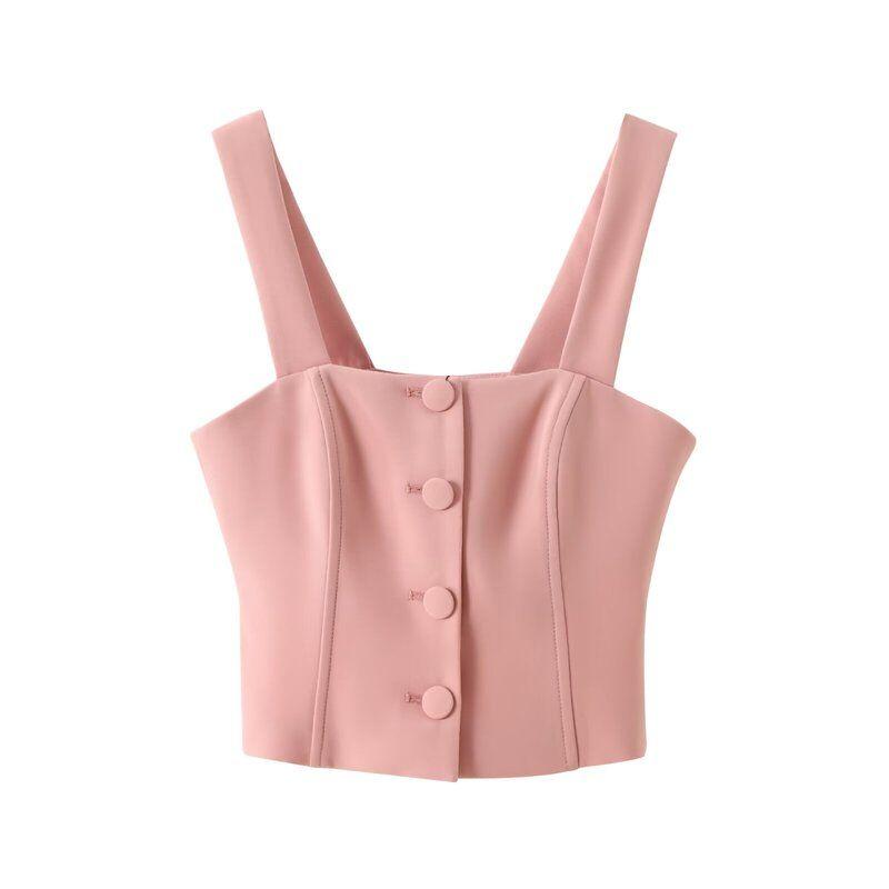 Fashion Style 2024 Summer New Arrival Women's Clothing Fashion Wide Strap Silm Short Top High Waist Culottes 3463331
