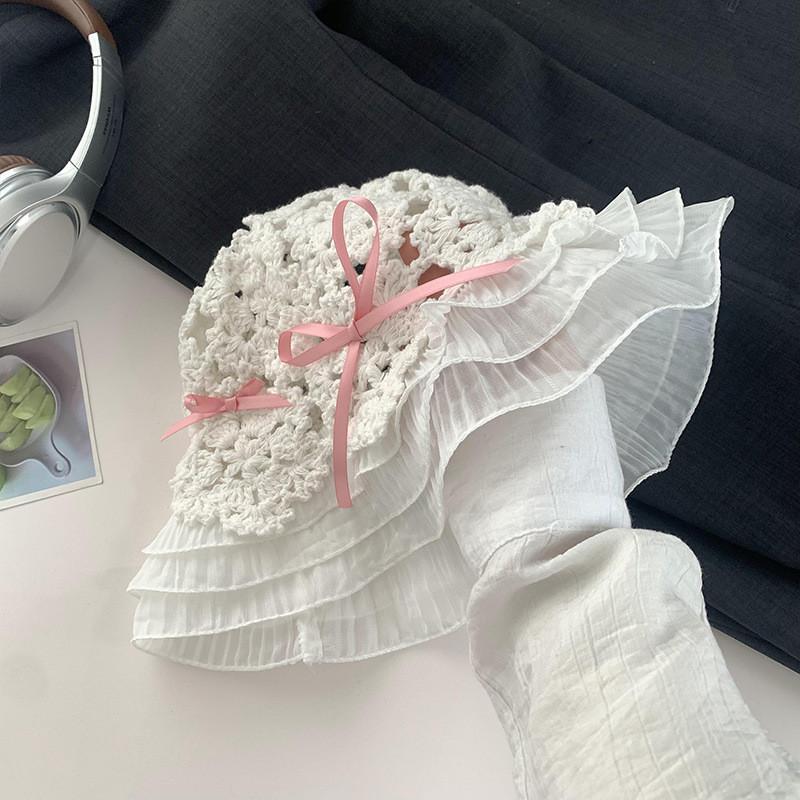 Wide Summer Outdoor Brim Sun Hat For Women Adjustable Stylish Bow Design