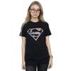 DC Comics Womens/Ladies Superman Floral Logo 2 Cotton Boyfriend T-Shirt
