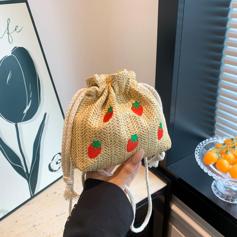 Ausländischer Stil Einfache und modische Kordelzugtasche Damen Sommer Vielseitige einzelne Schulter Umhänge-Eimertasche