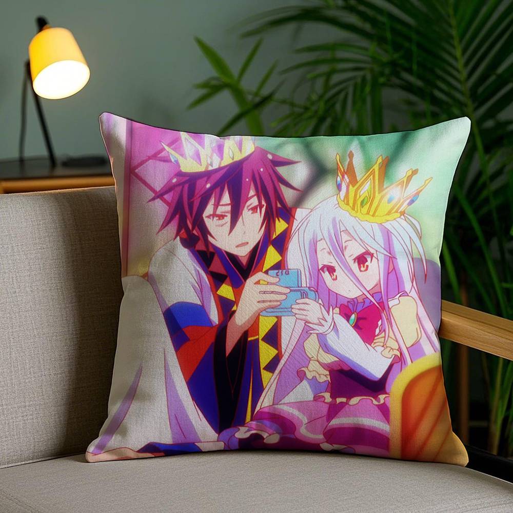 

Anime Beaut-No Game No Life-Cartoon Pillow Case Anti-dustmite Pillowcase Invisible zipper silky short plush Sofa cushion cover 12x12Inch
