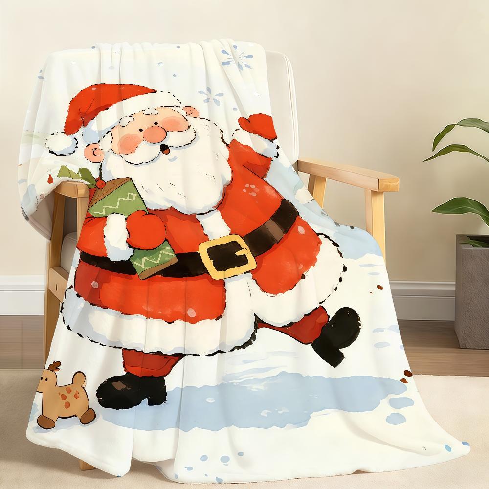 Merry Christmas Santa Claus Blanket Soft Throw Blanket for Home Bedroom Bed Sofa Picnic Travel Office Rest Cover Blanket Gift