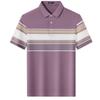Shanshan Men's Silk Cotton Blend Striped Polo T-Shirt