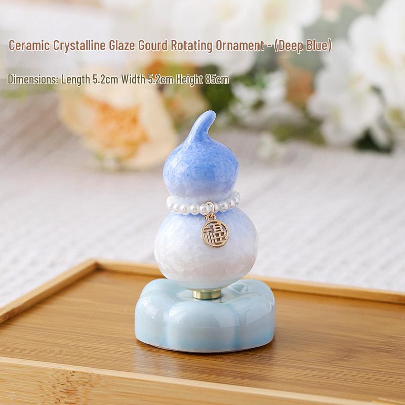 Jingdezhen Crystal Gourd Ceramic Tea Pet Ornament for Office or Car Decor