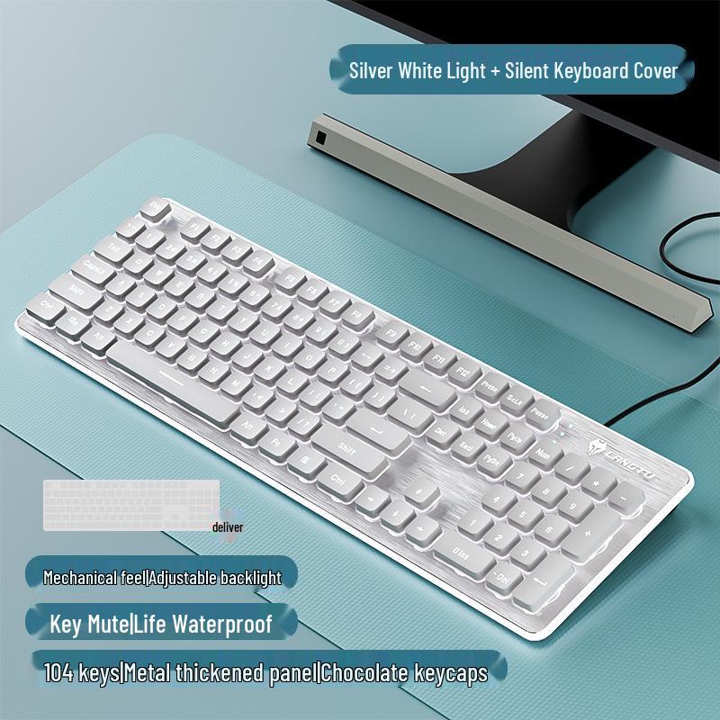 Langtu Silent Wired Keyboard with Backlit Mechanical Feel for Office & Laptop