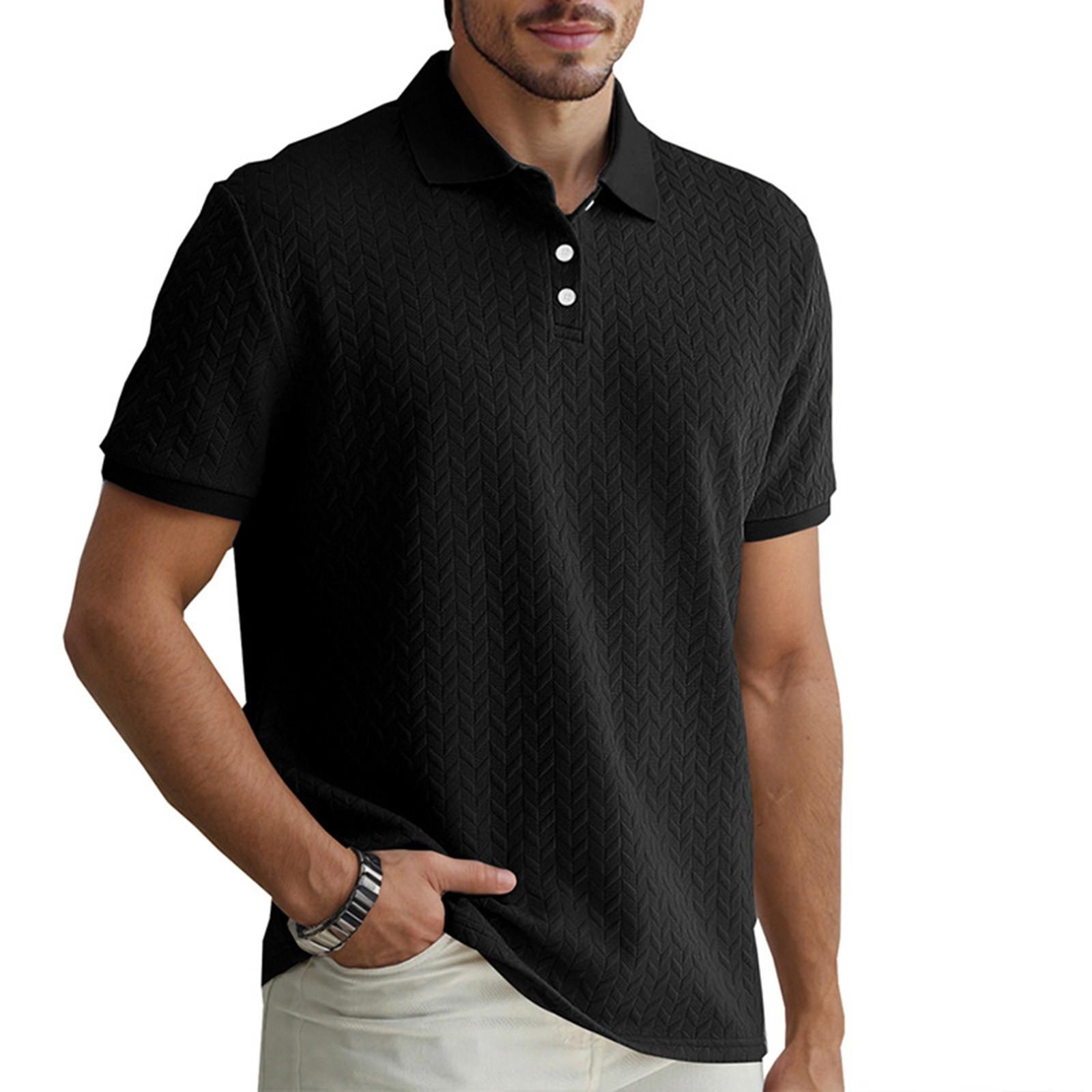 

Мужская летняя однотонная рубашка с коротким рукавом на пуговицах, мужская повседневная модная рубашка XL чёрный