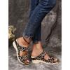 New Women's Plus Size Summer Wedge Sandals Floral & Leopard Print Fish Mouth One-Strap Design