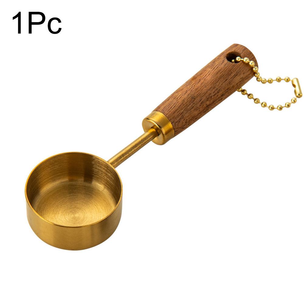 1/4 Pezzi Manico in Legno Acciaio Inossidabile Misurini Cucchiai Strumenti per la Cottura Set Cucchiaio Misurino per Caffè Accessori Scala da Barman