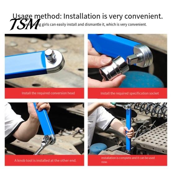 Extension Wrench High Carbon Steel Zero Degree Adjustable Ratchet Chain Drive Extender Tool Impact Set Shaft