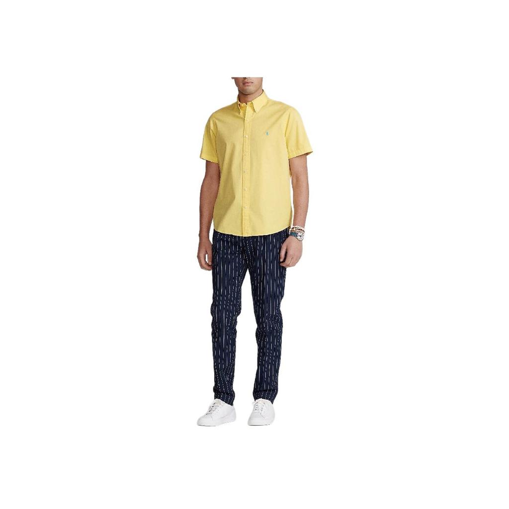 Polo Ralph Lauren Solid Color Logo Embroidered Polo Collar Button-Down Short Sleeve Shirt Men Shirts Yellow 710822774-010