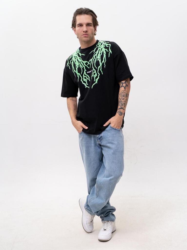 T-shirt da uomo oversize fluo Nero/Verde Point X Storm M