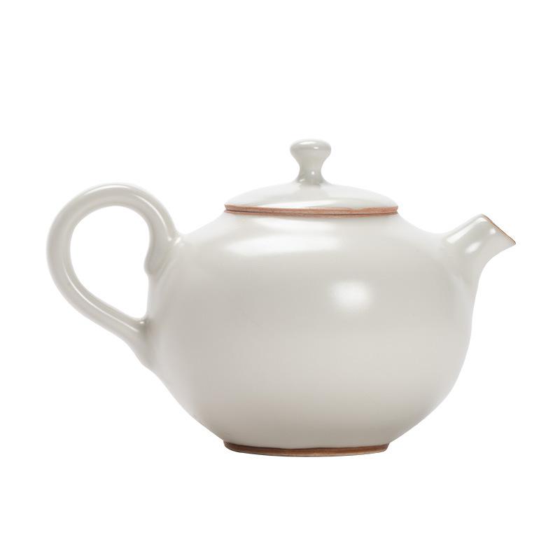 Beige Ru Kiln Ceramic Handmade Teapot High-end Household Master Famous Tea Kettle Tea Making Kung Fu Tea Set