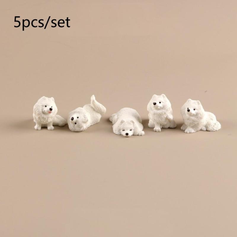 

5 шт. Реалистичные Мини-Фигурки Самоеда Декоративные Кавайные Собачки Смоляные Настольные Украшения Миниатюры Домашний Декор