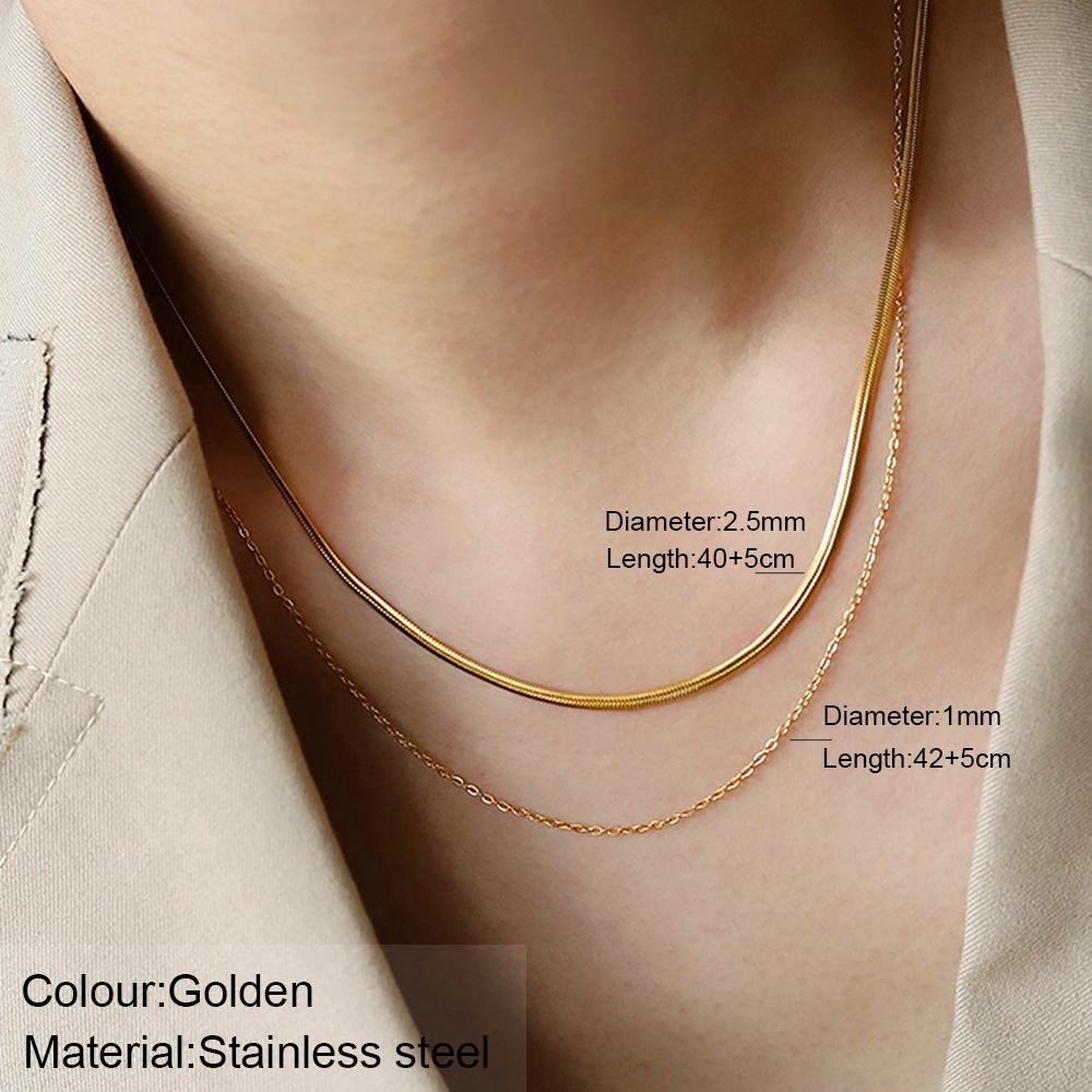 New 2025 Stainless Steel Double Layered Stacking Chain Necklace Women Woman's Choker Jewelry Necklace for Women