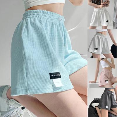 Women's Shorts 2024 Summer High Waisted Sports Shorts Loose Bottoms Female Casual Elastic Waist Pants Solid Color Homewear