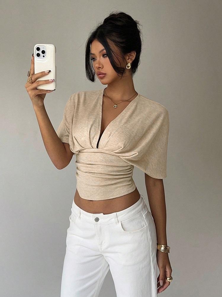 Short Sleeve Plus Size Sexy Navel Exposed Casual Loose T Shirt Crop Tops Women Summer T-shirt