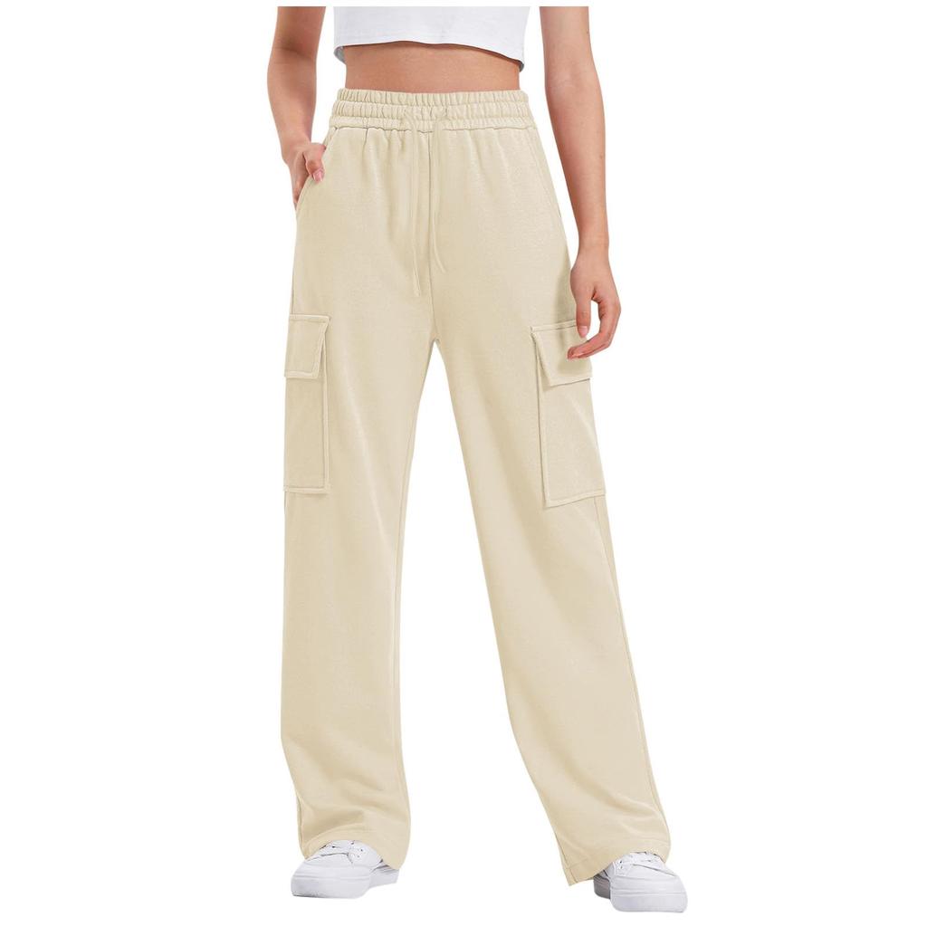 Freizeit-Cargohose für Teenager-Mädchen Farbe Elastischer Bund Kordelzug Hose Kinder Mode Weites Bein Hose