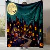2025 New Cartoon Cute Pumpkin Little Ghost Printed Blanket Autumn and Winter Comfortable Warm Blanket Holiday Gift