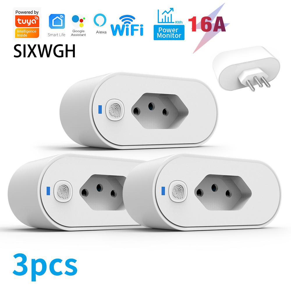 

SIXWGH Tuya Wi-Fi розетка Adaptador De Soquete Inteligente 16A Поддержка управления приложением art Life Alexa Google Home Controle