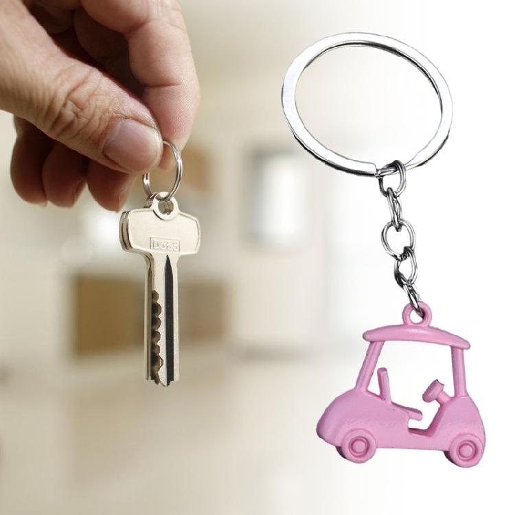2pcs Realistic Zinc Alloy Golf Cart Pendant Keychain Golf Themed Keyring Souvenir For Enthusiasts Fashionable Gift