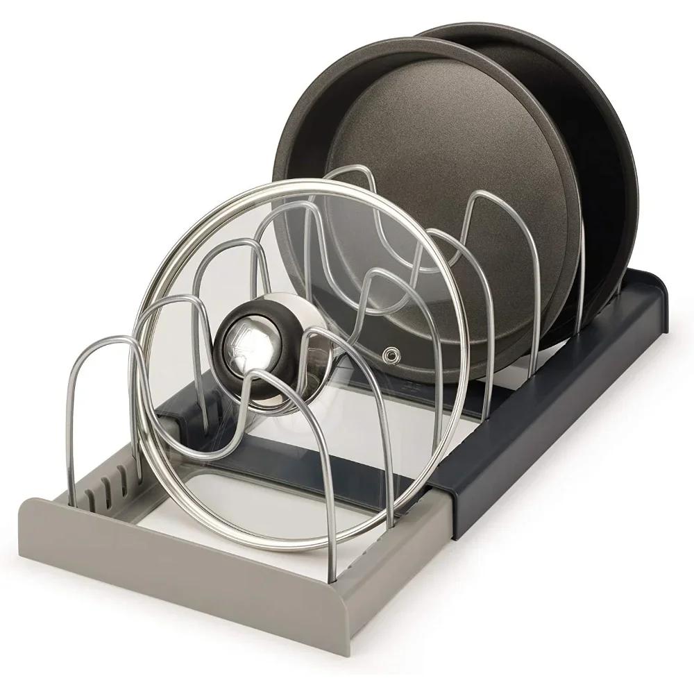 Kitchen Cabinet Organizers for Pots and Pans Expandable Stainless Steel Storage Rack Cutting Board Drying Cookware Shelf