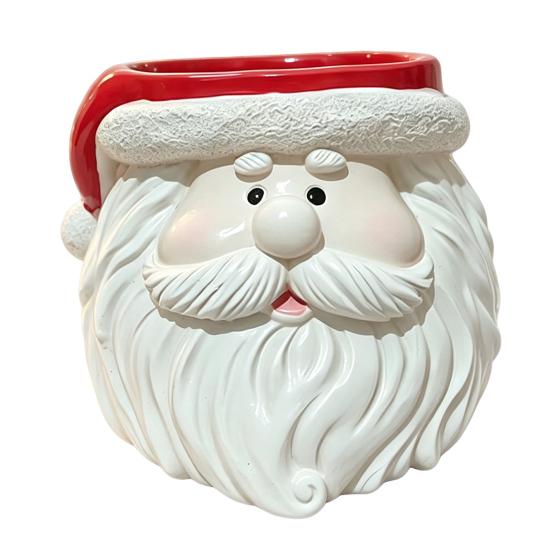Small Item Storage Holder Cute Santa Claus Resin Flowerpot, Decorative Christmas Desktop Creative Craft Planter, Hand Painted Container for