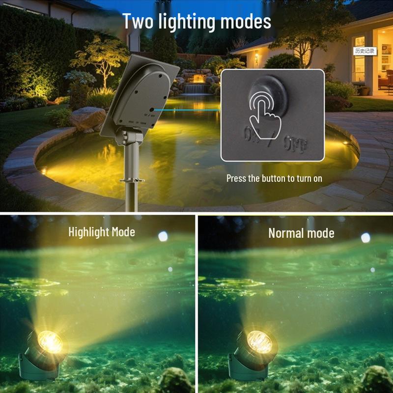 Underwater RGB Solar Garden Light for Pool, Lawn, Rockery, and Courtyard