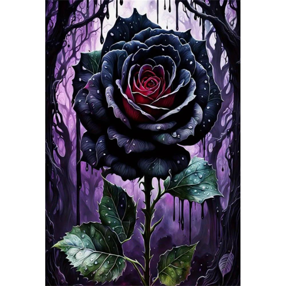 

Gothic Rose Diamond Painting Art Set, 5D Rose Diamond Embroidery Craft, DIY Rhinestone Gem Crafts, Home Wall Decoration Round 20x30cm