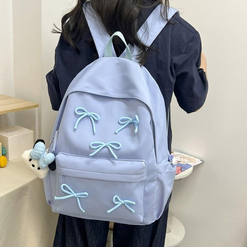 Schoolbag College Student Backpack Junior High School Student Computer Bag Korean Version Simple Girl Bow School Bag Large Capacity Backpack Female