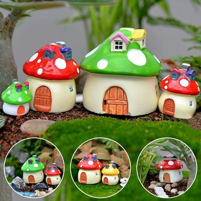 Resina fada jardim artesanato decoração em miniatura micro gnome terrário mediterrâneo casa cogumelo castelo presente