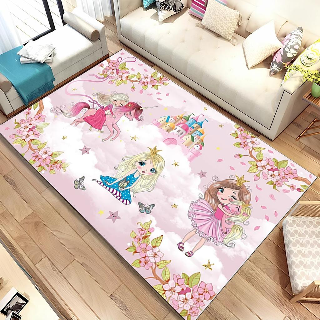 Pink Children's Hopscotch Boy and Girl Cartoon Game Carpet Kindergarten Early Education Baby Crawling Mat Non-slip Mat Home