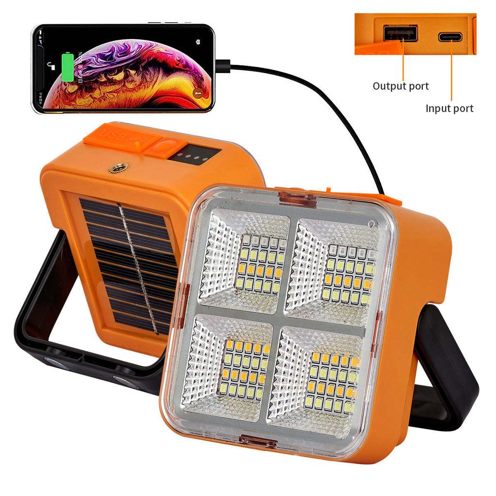 Portable LED Work Solar Light Rechargeable Flood Light IP66 Waterproof Outdoor Working Light for Camping Emergency Repair Light