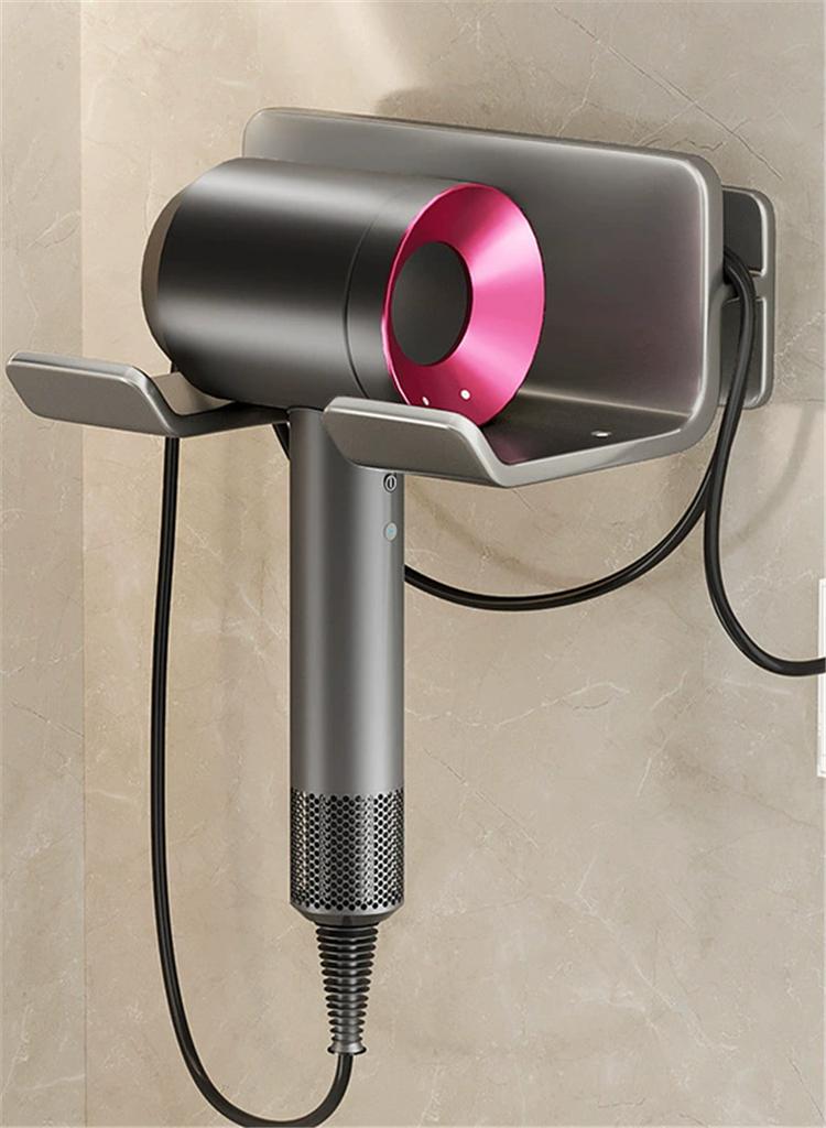 Gray Hair Dryer Holder Bathroom Shelf Dryer Cradle Black Shelves Shower Hairdryer Organizer Box Toilet Blower Holder Shelf