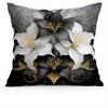 Short Plush Material Pillowcasehome Decor Black & White Flowers With Gold Accents Pillow Covers Pattern Cushion Cover Suitable F