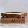 Elegant Jewelry Organizer Glass Lid Ring Display Holder Retro Wood Jewelry Box  Desk