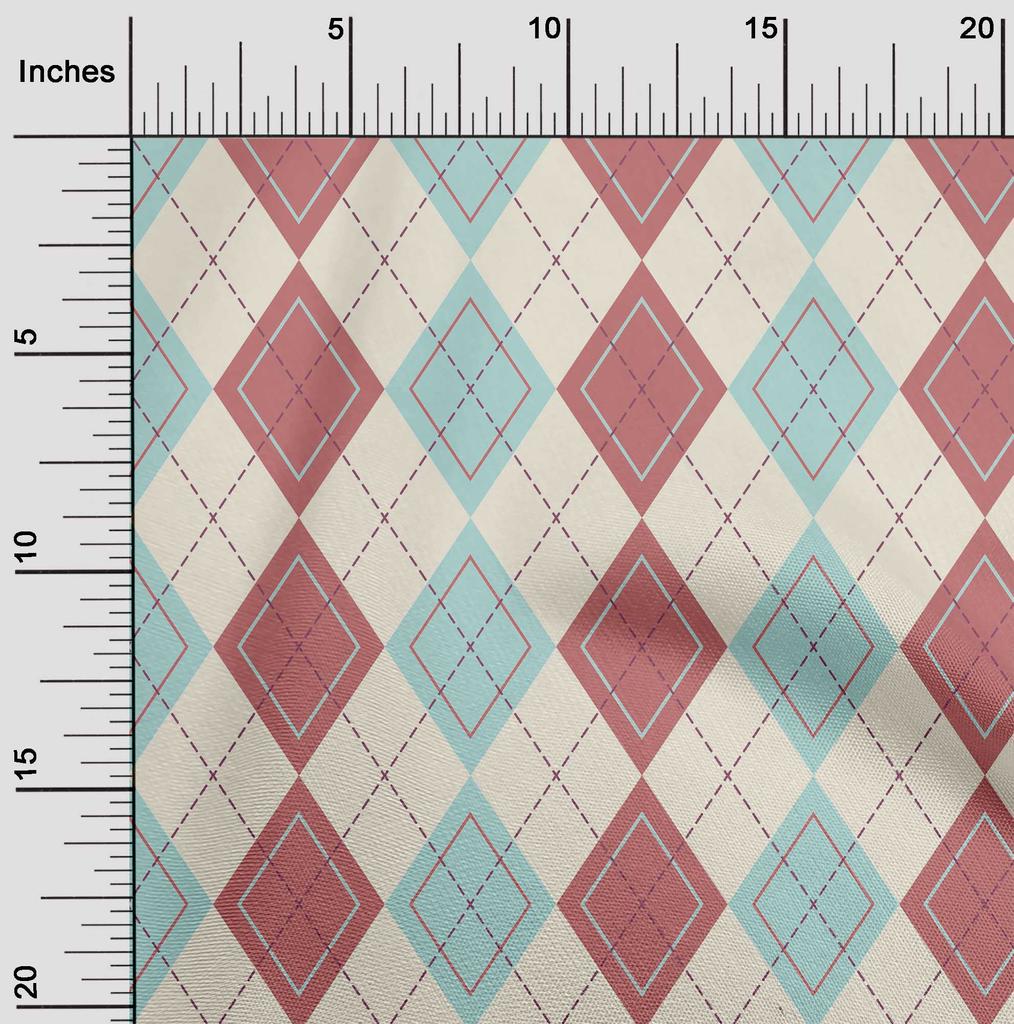 oneOone Cotton Flex Dark Rose Brown Fabric Argyle Quilting Supplies Print Sewing Fabric By The Yard 40 Inch