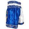 Brighttrust Muay Thai Kickboxing Trunks for Competition and Suitable for and Kids Size K-1 Training, Amateurs, Men, Women, (White & Blue, M)