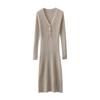 Dame Genser Kjole 100 % Ull MODERN NEW SAGA V-hals Strikk Lang Pullover Vintergensere Ull Lang Kjole Dame