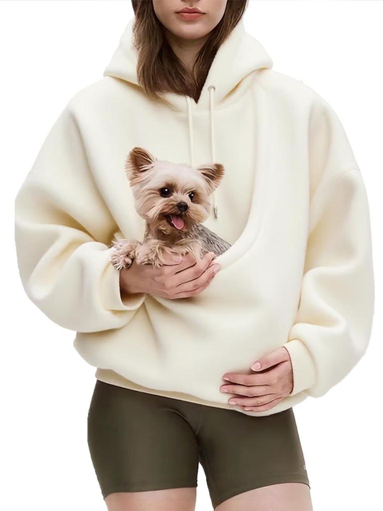 Nova Suéter com Capuz de Pelúcia Cor Sólida Outono/Inverno Estilo Europeu & Americano para Animais de Estimação
