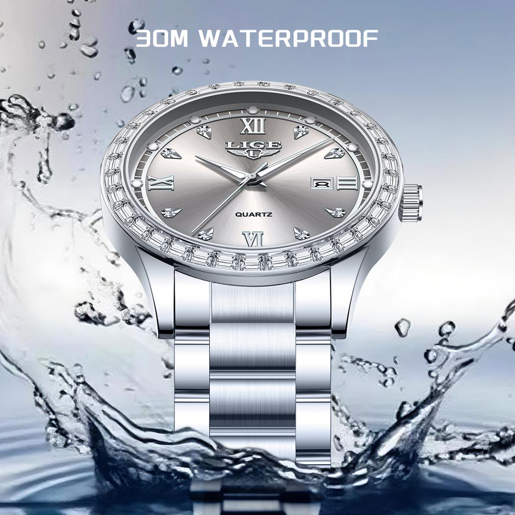 Men Watch Waterproof Diamond Luxury Luminous Calendar Quartz Wristwatch For Men Stainless Steel Fashion Business Watch Men