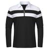 Men's Long Sleeve Striped Polo Shirts 1/4 Zip Cotton Patchwork Collared Shirt Casual Fashion Pullover Slim Fit Golf Shirt