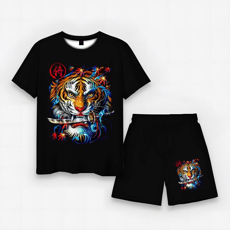 2023 Summer Men's New Horror Skull 3D Printing Fun Simple Sports Fashion Casual Set Short Sleeve+Shorts Large Asian Size XXS-6XL