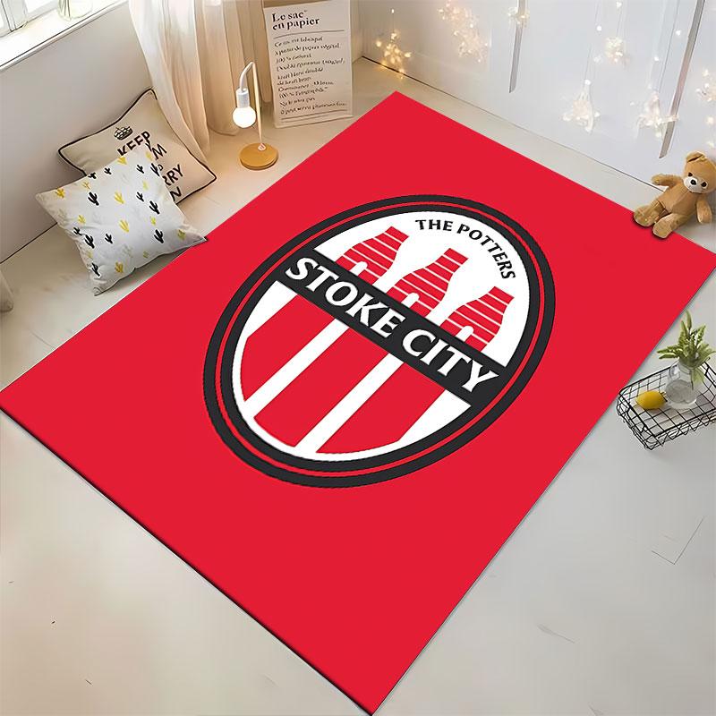 Red Stoke City Logo Carpet suitable as a non-slip mat for the living room or bedroom sofa