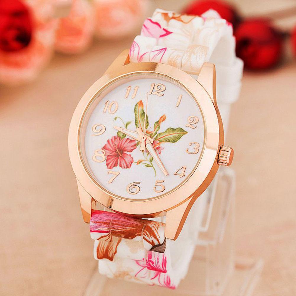 Women's Printed Watch,Fashionable-Quartz Ladies Floral Dial Wristwatch,Fashion Quartz-Analog Watch Thin Band Watches