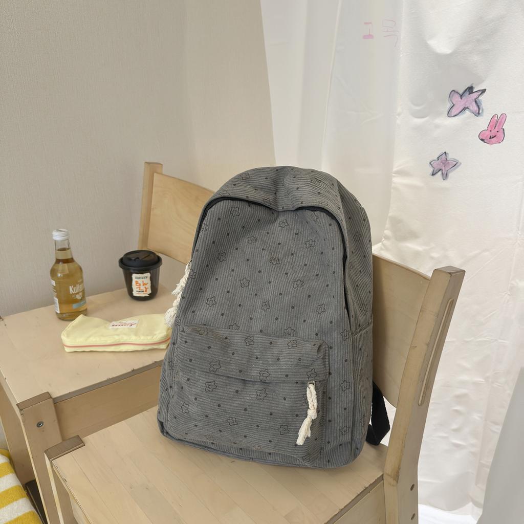 Schoolbag Corduroy Primary School Students Ins Wind School Bag Small Fresh Bow Backpack High School Students Lightweight Travel Backpack
