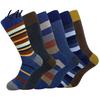 Everyday Cotton Crew Socks Men Argyle Socks Plus Size Colorful Striped Thick Dress Thickened Autumn Winter for Cold Weather Comfortable Non Binding