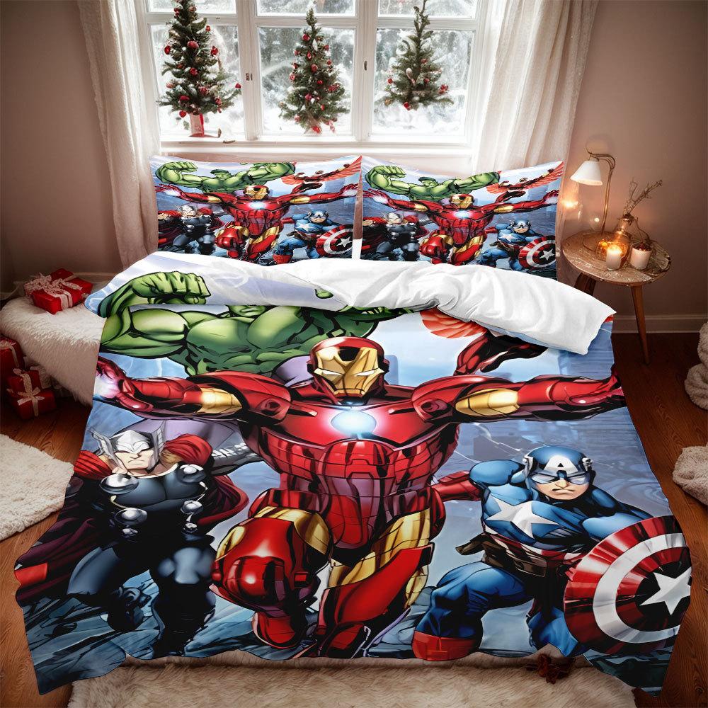 Iron Man Captain America Duvet Cover Pillowcase,BoyGirl Bedroom Decoration Bedding Set Children-Gift Single Double Large Size