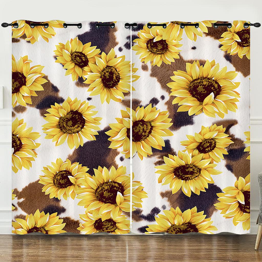 Curtain Rugby Sunflower 3D Digital Printing Blackout Curtain Punching