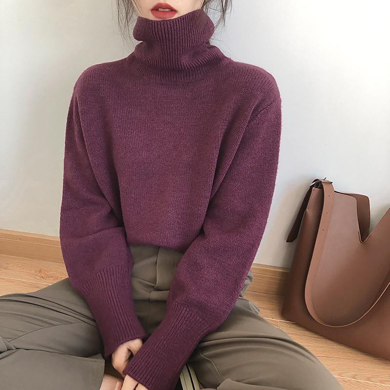 Autumn and Winter New Turtleneck Pullovers Sweaters for Women Fashion Loose Long Sleeve Knitted Sweater for Women Casual Elegant Warm Knitwears 25344